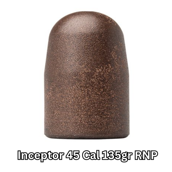 Inceptor 45 Cal (.452") 135gr RNP bullets - 250 ct