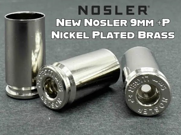 Nosler 9mm +P Nickel Plated Brass