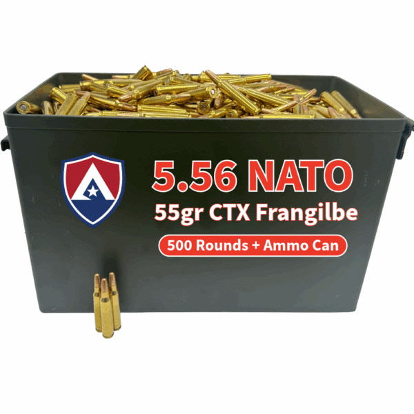Atlanta Arms 5.56 NATO 55gr CTX Frangible - 500 Rounds + Steel Ammo Can