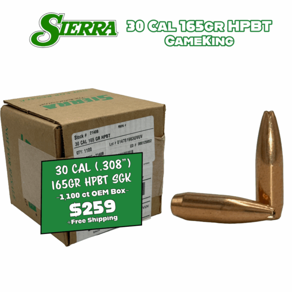 Sierra 30 Cal (.308) 165gr HPBT GameKing (SGK) Bullets