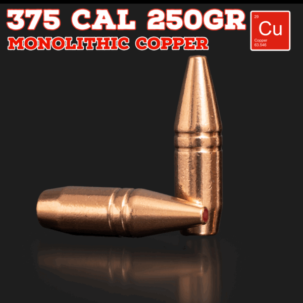 375 Cal (.375") 250gr Bullets - Monolithic Copper (seconds) - 100 ct