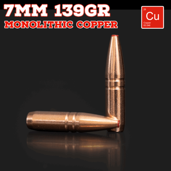 7mm (.284") 139gr Bullets - Monolithic Copper (seconds) - 100 ct