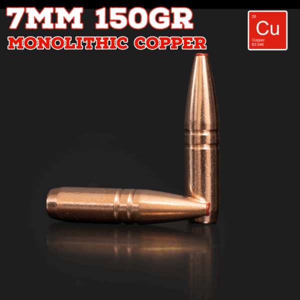 7mm (.284") 150gr Bullets - Monolithic Copper (seconds) - 100 ct