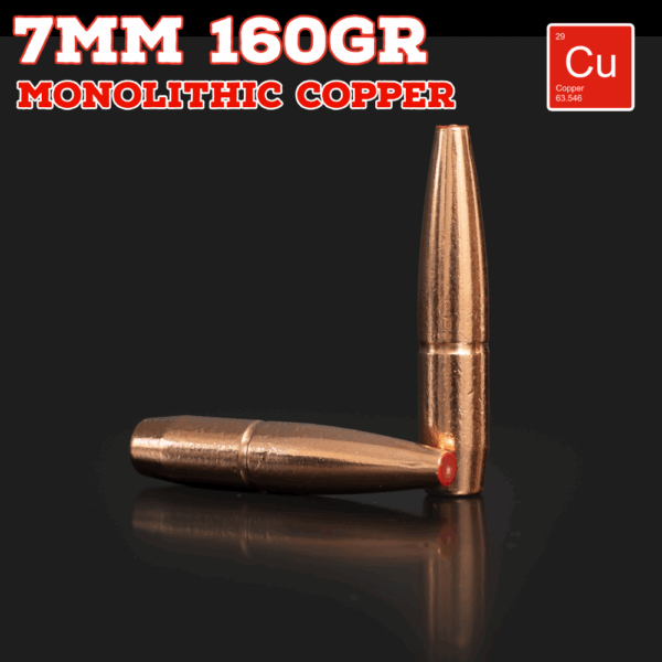 7mm (.284") 160gr Bullets - Monolithic Copper (seconds) - 100 ct