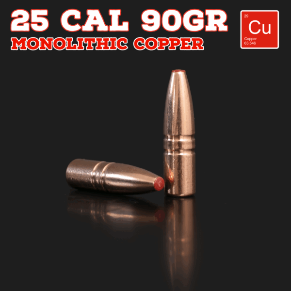 25 Cal (.257") 90gr Bullets - Monolithic Copper (seconds) - 100 ct