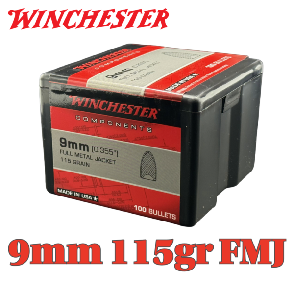 Winchester 9mm (.355") 115gr FMJ Bullets