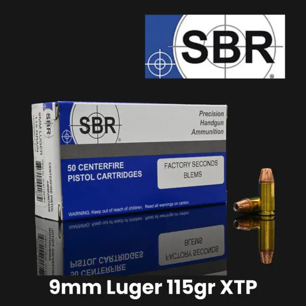 SBR 9mm 115gr XTP-JHP Ammo (Blems)
