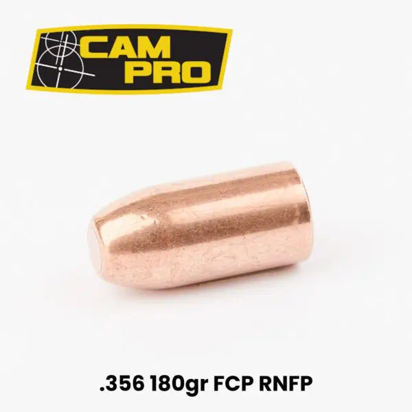 CAMPRO 38 Super (.356") 180gr Full Copper Plated Round Nose Flat Point Bullets- 500ct