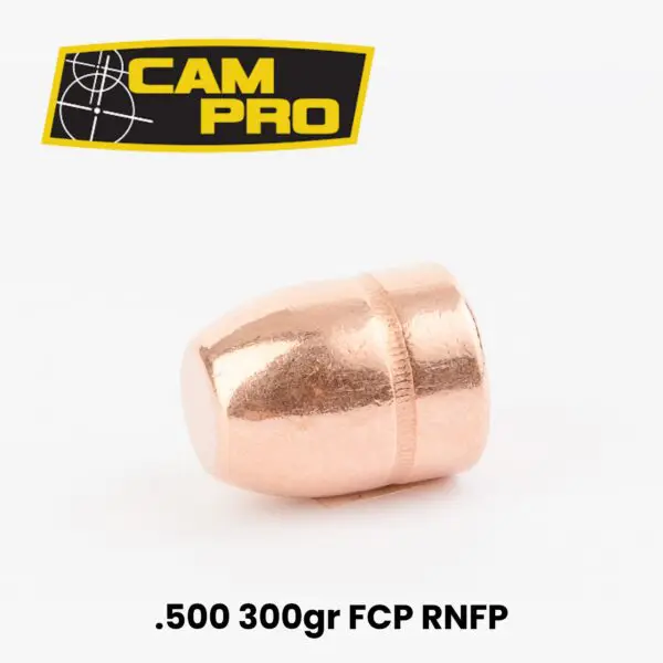 CAMPRO 50 Cal (.500") 300gr Full Copper Plated Round Nose Flat Point Bullets - 250ct