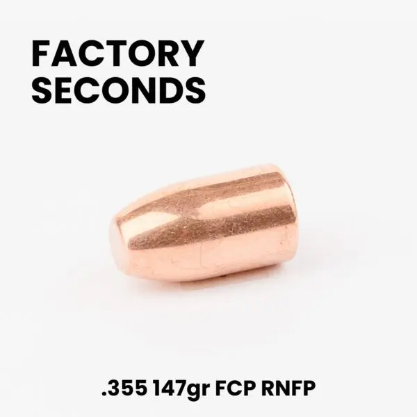 FACTORY SECONDS 9mm (.355") 147gr Full Copper Plated Round Nose Flat Point Bullets- 1,000ct