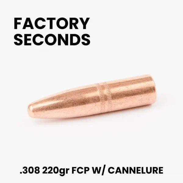 FACTORY SECONDS 30 Cal (.308") 220gr Full Copper Plated Bullets with Cannelure- 500ct