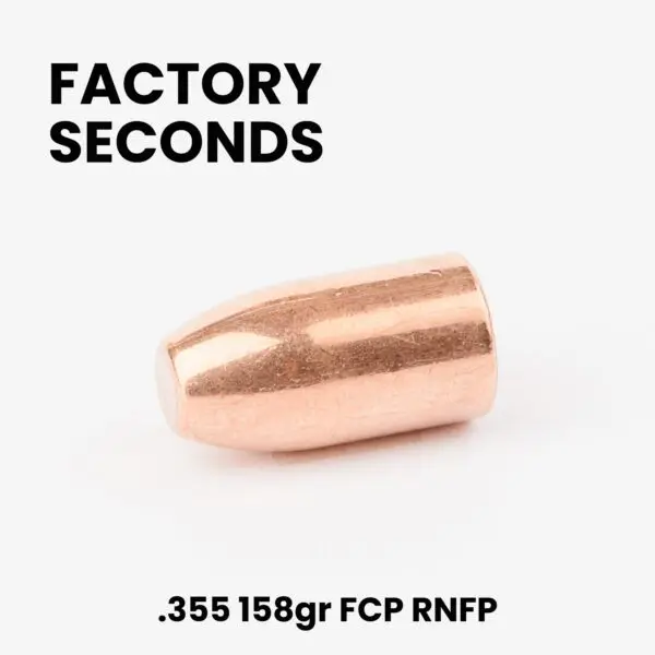 FACTORY SECONDS 9mm (.355") 158gr Full Copper Plated Round Nose Flat Point Bullets- 1,000ct