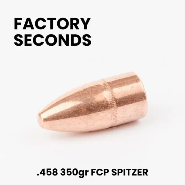 FACTORY SECONDS .458 350gr Full Copper Plated Spitzer Bullets- 250ct