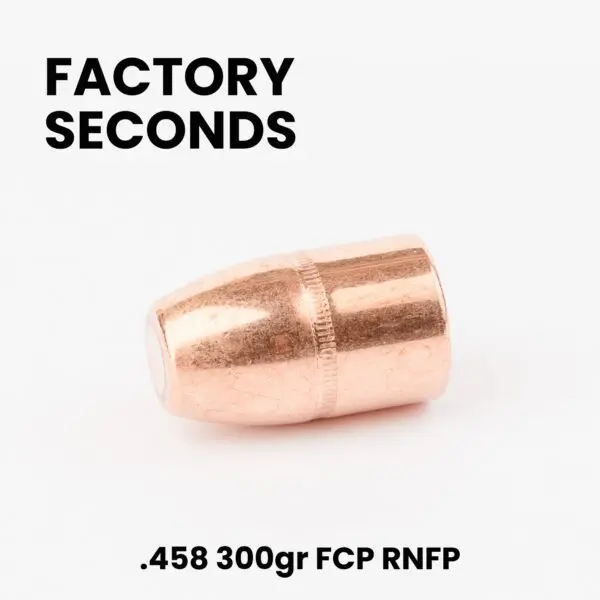 FACTORY SECONDS .458 300gr Full Copper Plated Round Nose Flat Point Bullets- 250ct