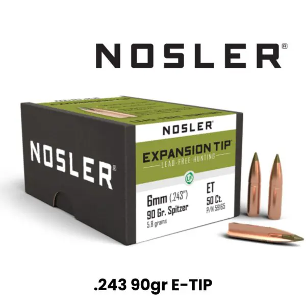 Nosler 6mm (.243") 90gr E-TIP (lead-free) - 50 ct Box