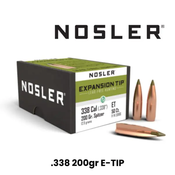 Nosler 338 Cal (.338") 200gr E-Tip (lead-free) - 50 ct box