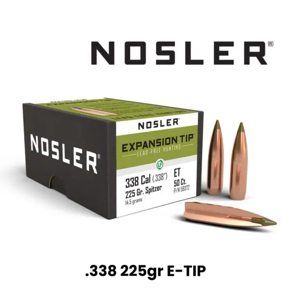 Nosler 338 Cal (.338") 225gr E-Tip (lead-free) - 50 ct box