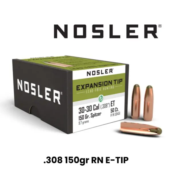 Nosler 30-30 (.308") 150gr RN E-Tip (lead-free) - 50 ct box