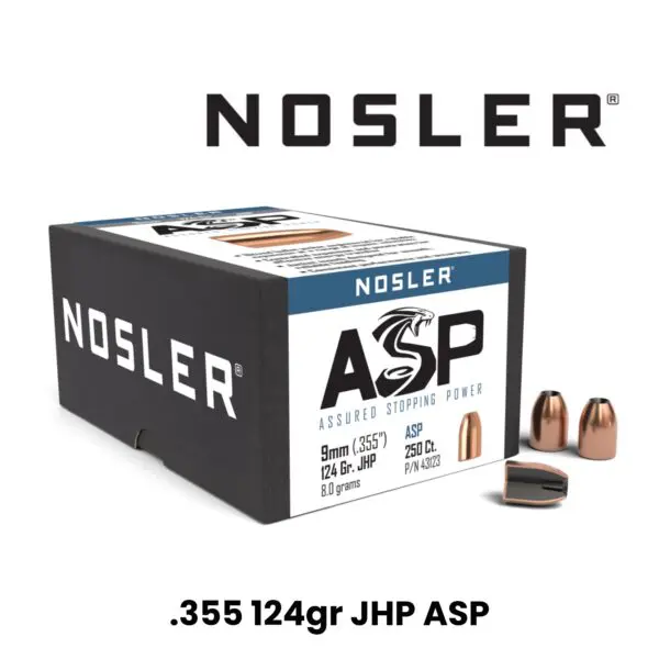 Nosler ASP 9mm (.355") 124gr JHP - 250 ct box