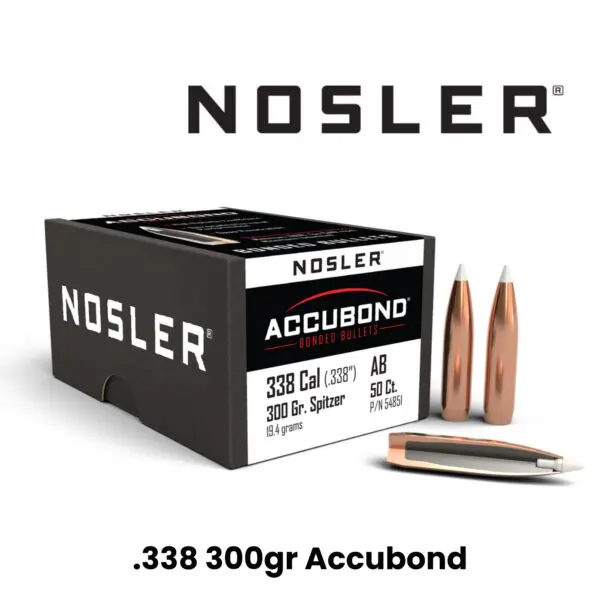 Nosler 338 Cal (.338″) 300gr SP AccuBond - 50ct