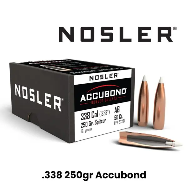 Nosler 338 Cal (.338″) 250gr SP AccuBond - 50ct