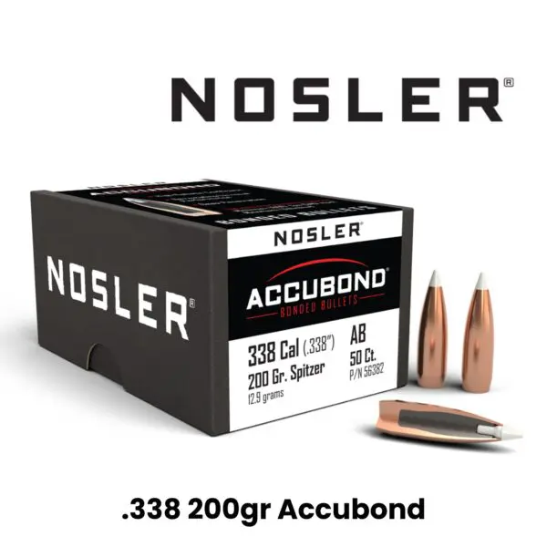 Nosler 338 Cal (.338″) 200gr SP AccuBond - 50ct
