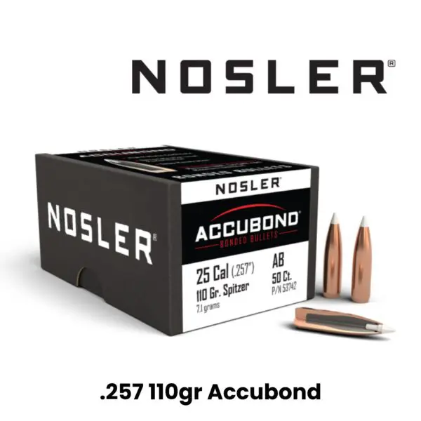 Nosler 25 Cal (.257″) 110gr SP AccuBond - 50ct