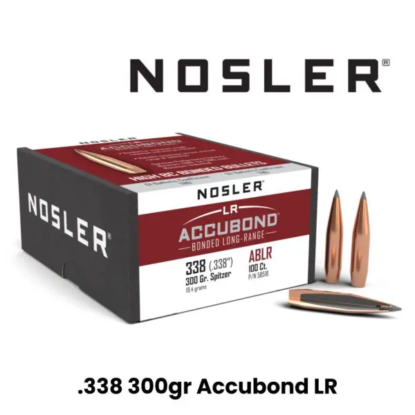 Nosler 338 Cal (.338″) 300gr SP AccuBond Long Range - 100ct