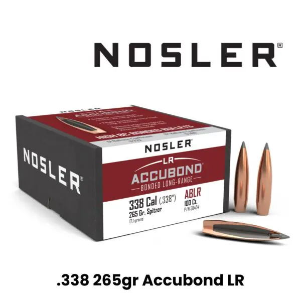 Nosler 338 Cal (.338″) 265gr SP AccuBond Long Range - 100ct