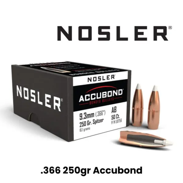 Nosler 9.3mm (.366″) 250gr SP AccuBond - 50ct
