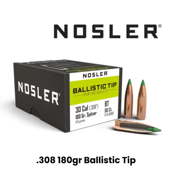 Nosler 30 Cal (.308″) 180gr SP Ballistic Tip - 50ct