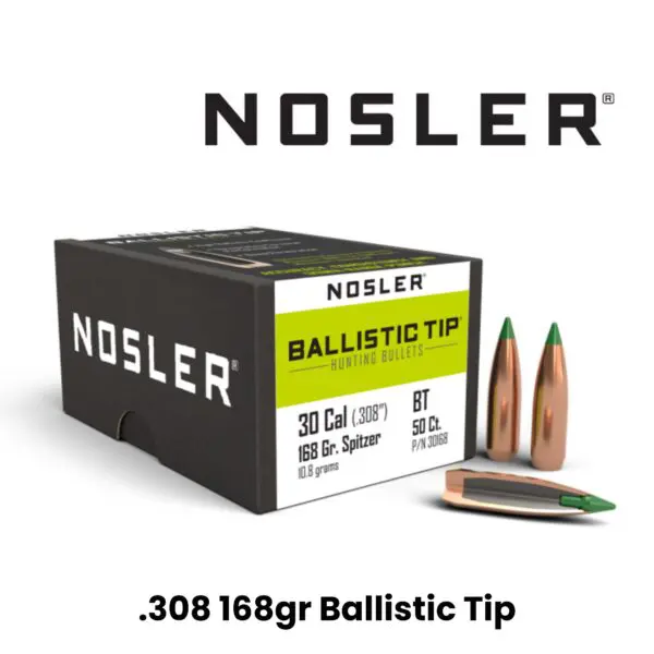 Nosler 30 Cal (.308″) 168gr SP Ballistic Tip - 50ct