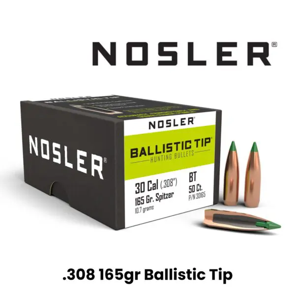 Nosler 30 Cal (.308″) 165gr SP Ballistic Tip - 50ct