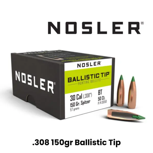 Nosler 30 Cal (.308″) 150gr SP Ballistic Tip - 50ct