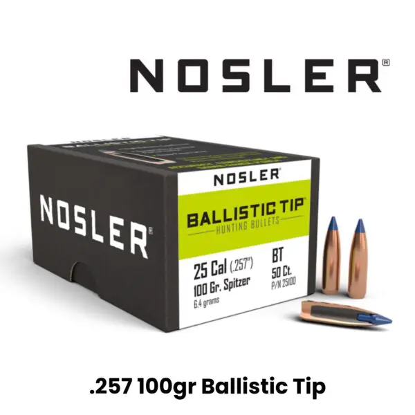 Nosler 25 Cal (.257″) 100gr SP Ballistic Tip - 50ct