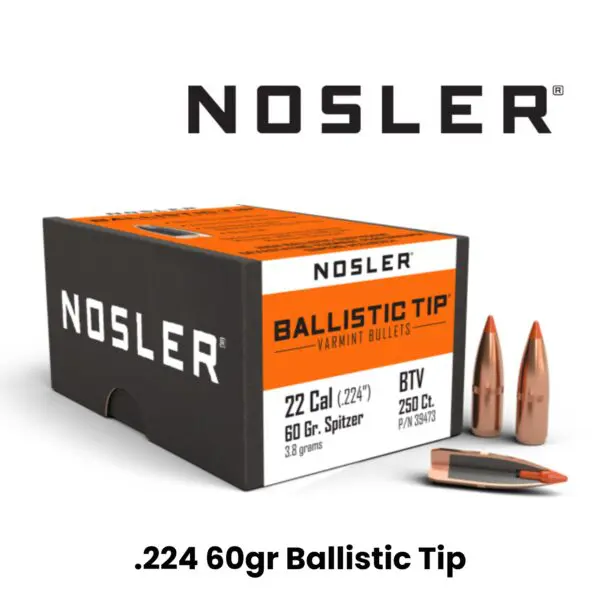 Nosler 22 Cal (.224″) 60gr SP Ballistic Tip - 250ct