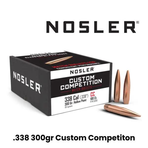 Nosler 338 Cal (.338″) 300gr HPBT Custom Competition - 100ct