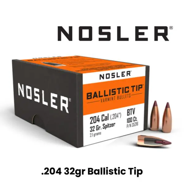 Nosler 204 Cal (.204″) 32gr SP Ballistic Tip - 100ct