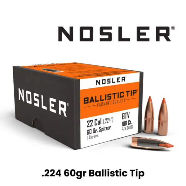 Nosler 22 Cal (.224″) 60gr SP Ballistic Tip - 100ct