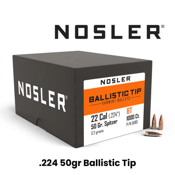 Nosler 22 Cal (.224″) 50gr SP Ballistic Tip - 1000ct