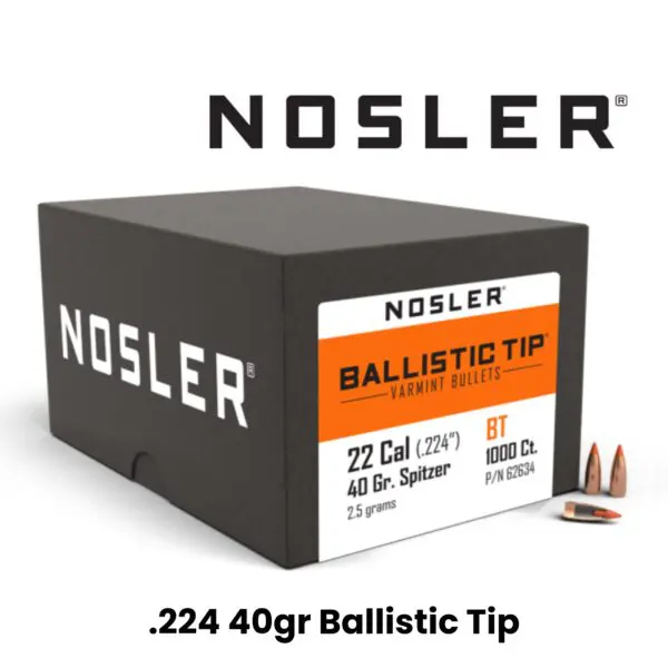 Nosler 22 Cal (.224″) 40gr SP Ballistic Tip - 1000ct