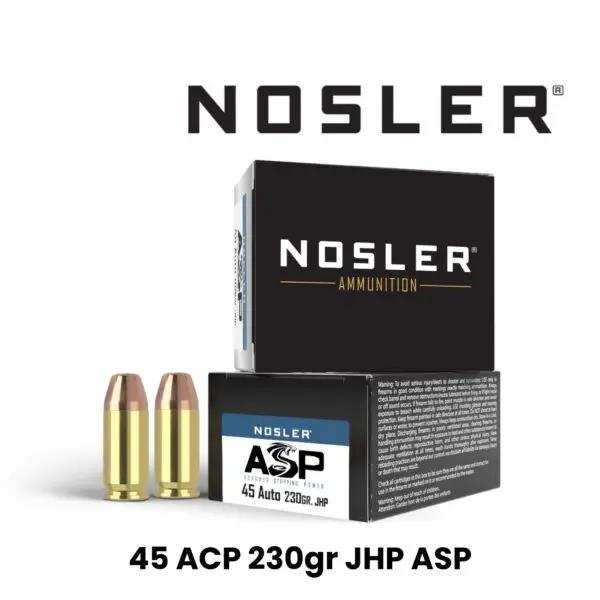 Nosler 45 ACP 230gr JHP ASP Suppresor Ready - 50 Round Box