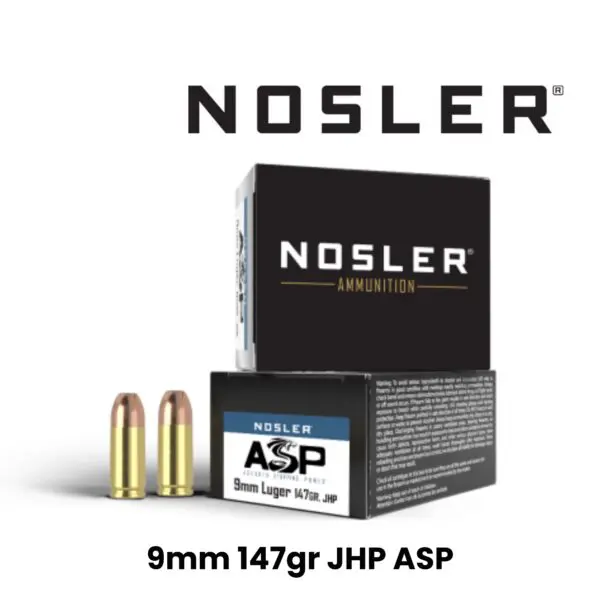 Nosler 9mm 147gr JHP ASP Suppressor Ready - 50 Round Box