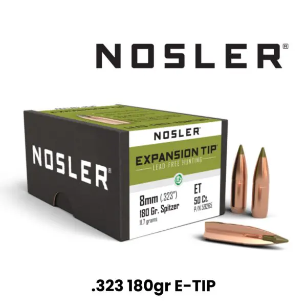 Nosler 8mm (.323″) 180gr SP E-Tip (lead-free) - 50ct