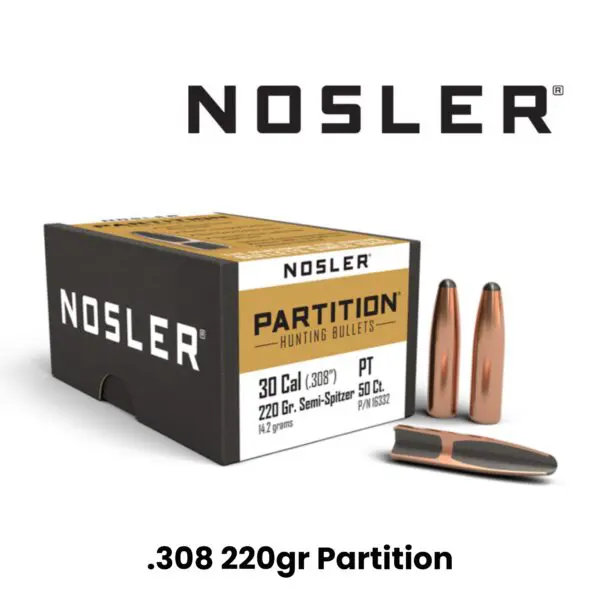 Nosler 30 Cal (.308″) 220gr SSP Partition - 50ct