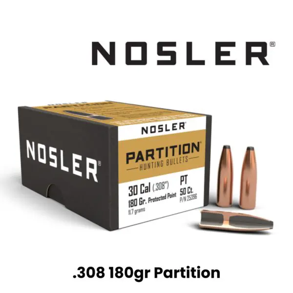 Nosler 30 Cal (.308″) 180gr PP Partition - 50ct