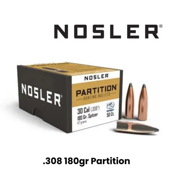 Nosler 30 Cal (.308″) 180gr SP Partition - 50ct