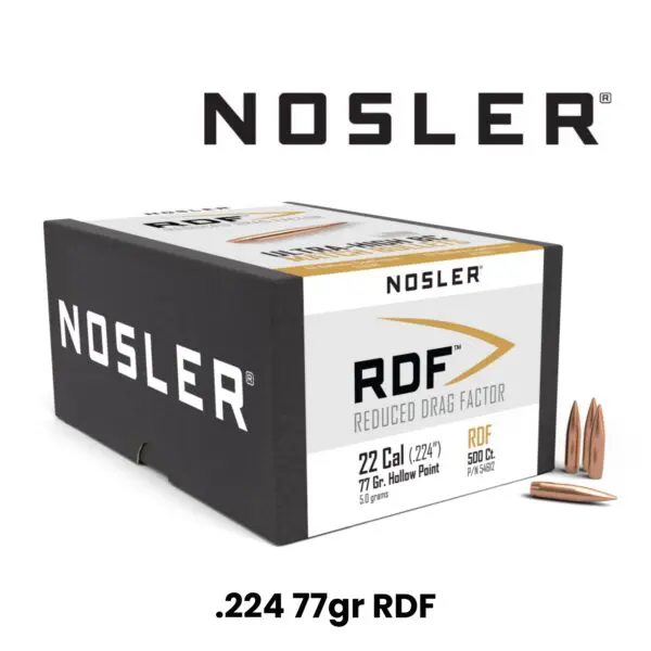 Nosler 22 Cal (.224″) 77gr HPBT RDF - 100ct