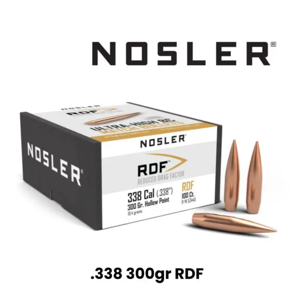 Nosler 338 Cal (.338″) 300gr HPBT RDF - 100ct