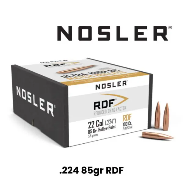 Nosler 22 Cal (.224″) 85gr HPBT RDF - 100ct